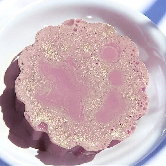 Lavender Shimmer cream soap handmade 3x3 inches 5oz made with DONKEY milk - Picture 3 of 3